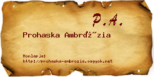 Prohaska Ambrózia névjegykártya